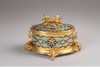 独角鹿西洋古董 19世纪末法国出品飞鸟主题铜鎏金精雕装饰錾胎珐琅珍宝盒 商品缩略图0