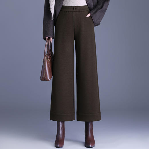 MYX毛呢阔腿九分裤加厚保暖休闲裤2025冬款松紧腰遮胯显瘦通勤直筒裤 商品图2