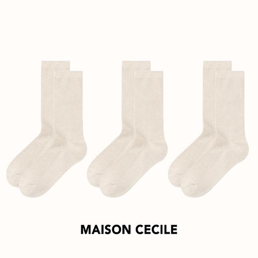 MAISON CECILE三色|会员福利含羊毛条纹中筒百搭使用针织袜 商品图1