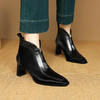 【预售5天】秋冬季牛皮马毛拼接编织显瘦时装靴前拉链加绒粗高跟短靴女DB&M6622 商品缩略图3