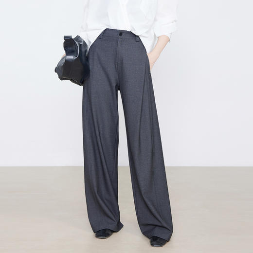 百媚生 垂感西装显瘦冬季加绒天丝羊毛直筒裤子CR5301 商品图0