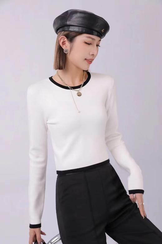 33BAJ150426#撞色领毛织小衫 商品图0
