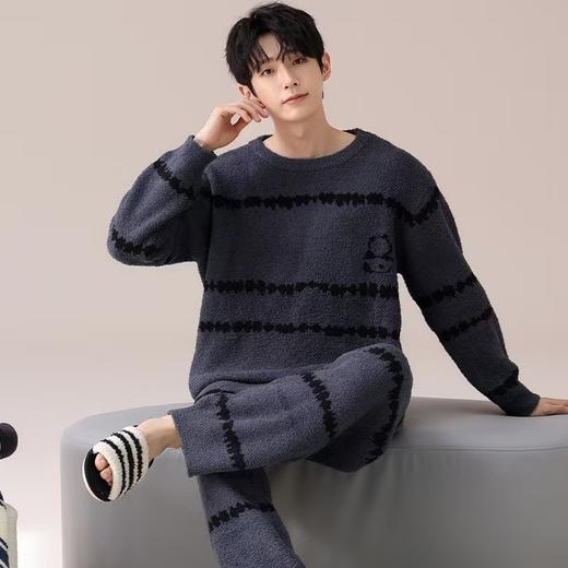 【暖男】半边绒睡衣男士冬季加厚加绒珊瑚绒秋冬款2025新款保暖家居服 商品图7