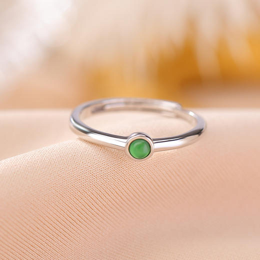 【翠簌】S925纯银翡翠几何圆珠戒指【CW-JZ06707】 商品图2