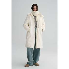 MAISON CECILE 90白鹅绒轻盈保暖厚实舒适过膝长款连帽羽绒服外套