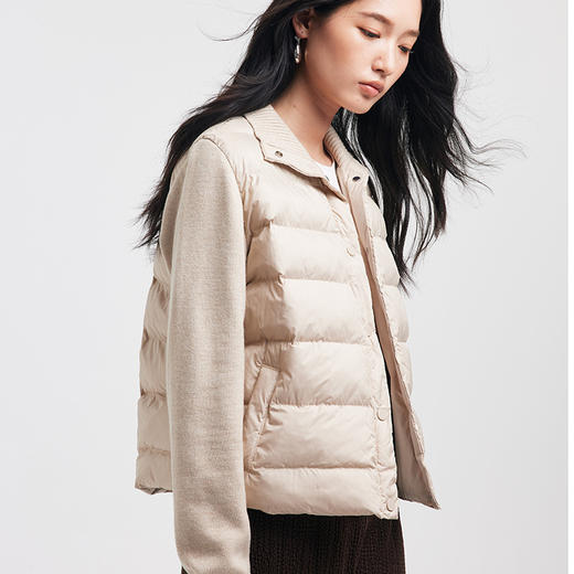 秋冬空气棉服短款外套女蓬松柔软拼接保暖上衣设计感百搭休闲外套 商品图1