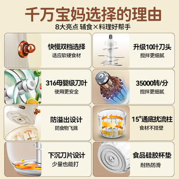 浦利顿PLODON婴儿宝宝辅食机多功能料理机打泥神器电搅拌辅食工具 商品图6