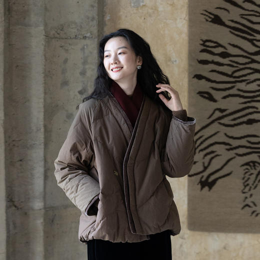 牧衣游原创 净色纯棉高蓬松红嘴雁绒羽绒外套宽松保暖羽绒服 徐风 商品图0