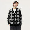 gxg.jeans男装 黑色棋盘格含羊毛开襟毛衣针织衫线衫外套25冬热卖 商品缩略图2