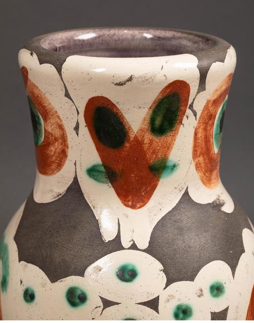 【已售】独角鹿西洋古董 1968年代西班牙艺术巨匠与法国Madoura工坊合作出品限量装饰陶瓶「Chouette 猫头鹰」 商品图4