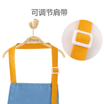 贝瑞加（Babyprints）围裙儿童罩衣宝宝绘画衣吃饭厨房套装防水防脏带袖套可擦手 商品图2