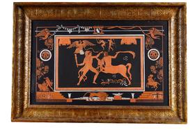 独角鹿西洋古董 19世纪法国艺术史学家皮埃尔·弗朗索瓦·休格斯创作古典神话主题水彩蚀刻版画《赫丘利大战半人马喀戎》