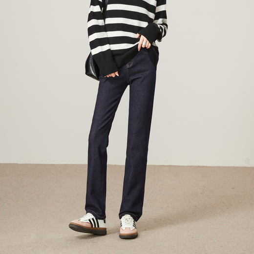 【猞猁绒/奥粒绒-直筒裤】逸阳冬加绒加厚不易褪色一条过冬牛仔裤4901 商品图10