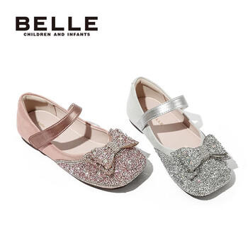 百丽童鞋女童皮鞋公主鞋小女孩水晶鞋春秋单鞋表演鞋 银色28码 商品图3