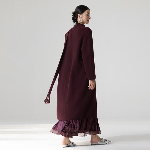 【林栖设计小店】优雅羊绒开衫不规则流苏百搭显瘦2025秋冬新款中长款大衣1954053 商品图4