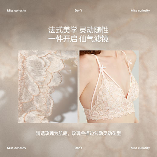 好奇蜜斯法式内衣女夏季薄款无钢圈文胸套装蕾丝三角杯性感胸罩齐娜 商品图1