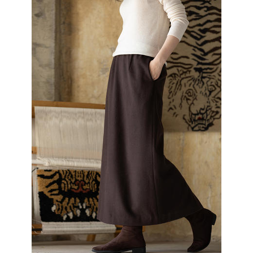 牧衣游原创 羊毛羊绒混纺毛呢半裙冬软糯细腻保暖舒适半身裙 淞岳 商品图2