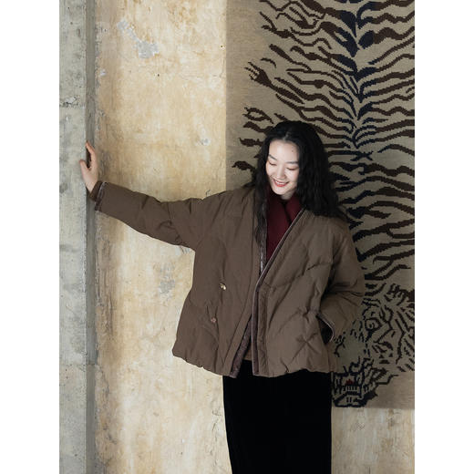 牧衣游原创 净色纯棉高蓬松红嘴雁绒羽绒外套宽松保暖羽绒服 徐风 商品图3