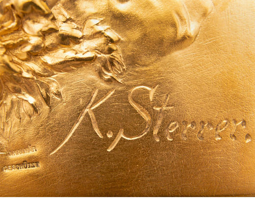 【已售】独角鹿西洋古董 19世纪意大利艺术家Karl Sterrer签名创作铜鎏金浮雕装饰画《日与夜》 商品图5