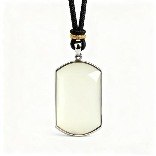 2026化天时受克 天然黄水晶平安无事牌 925银镶嵌许愿方牌项链挂件 商品图2