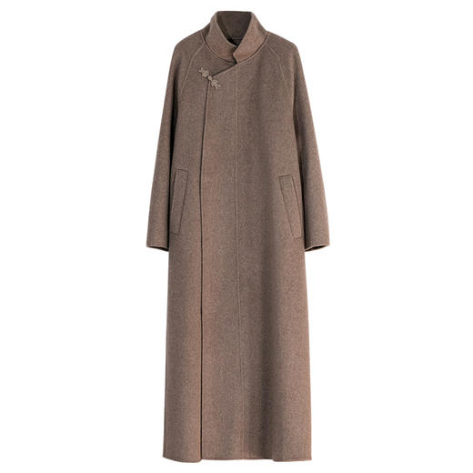 牧衣游原创 进口山佰分佰羊绒长外套通勤极简中式风毛呢外套 群山 商品图4