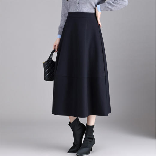 QYM 66921-Y毛呢半身裙厚款高腰A字裙 商品图1