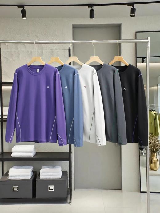 山系户外系列功能性面料！加绒款撞色股感肌明线速干长袖T恤打底衫 商品图0