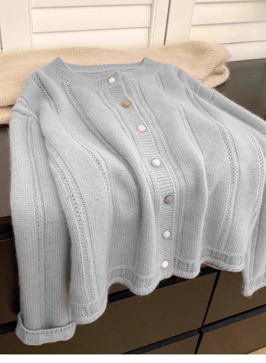 老米优品🎈3天左右发！《浣熊绒彩色扣子针织开衫》百搭毛绒感毛衣开衫，温柔色系减龄韩系~ 商品图4