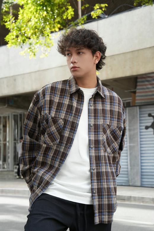534025483撞色格纹衬衫外套 商品图0
