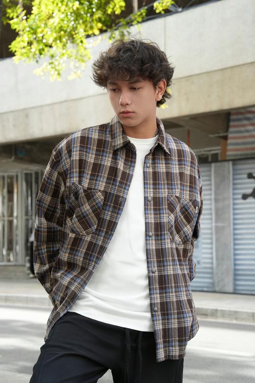 534025483撞色格纹衬衫外套 商品图1