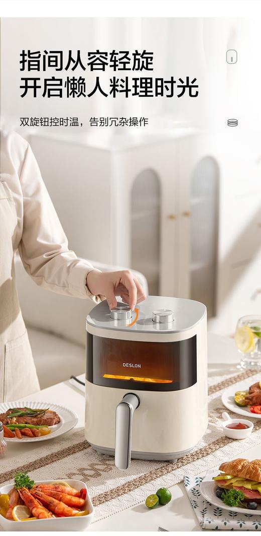 💥【德世朗电烤炉（空气炸锅）DDQ-JK013】3.5L😎 复古机械空气炸锅：在家轻松实现 “无油美味自由” 😎复古双旋钮设计，上手零难度  商品图5