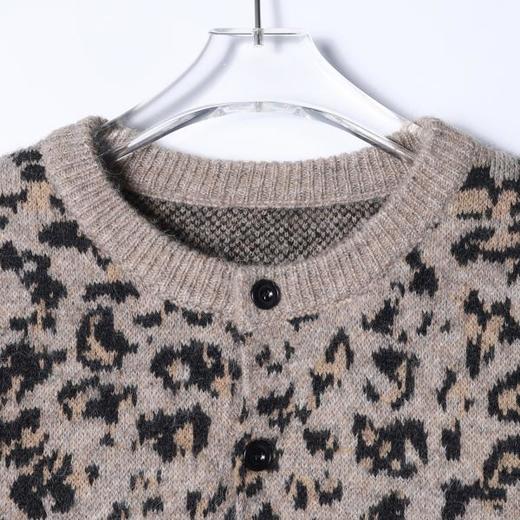 SDSA男士秋冬新款痞帅男装潮牌豹纹纽扣圆领开衫毛衣慵懒风针织衫 商品图2