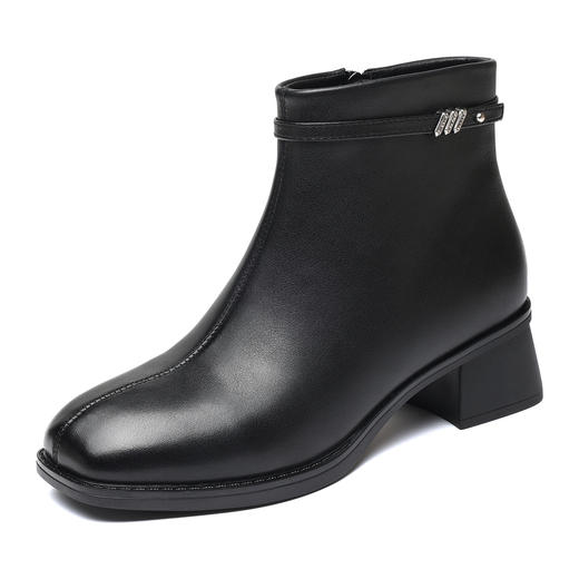 信诺真皮妈妈鞋软底粗跟短靴中老年加绒保暖皮鞋棉鞋2025冬季新款已上架 商品图3