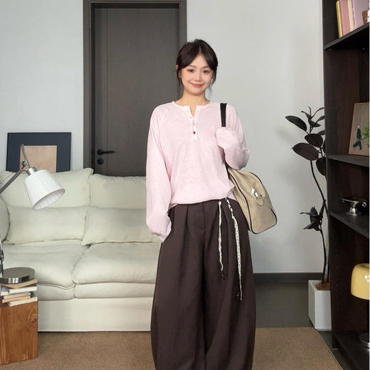COICI亨利领粉色T恤 | 清新柔雾粉，打破秋日沉闷，洋气减龄提肤色【3-5天发货】 商品图1