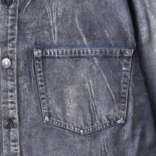 80278SDSA男士秋冬新款痞帅男装复古港风做旧纽扣翻领长袖衬衫百搭衬衣 商品图3