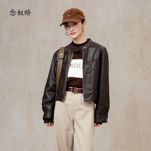 【商场同款】CNJ5850 “ 甜酷皮衣” 柔软蛋白皮 轻盈好穿 版型显瘦包容 夹克外套 商品图8