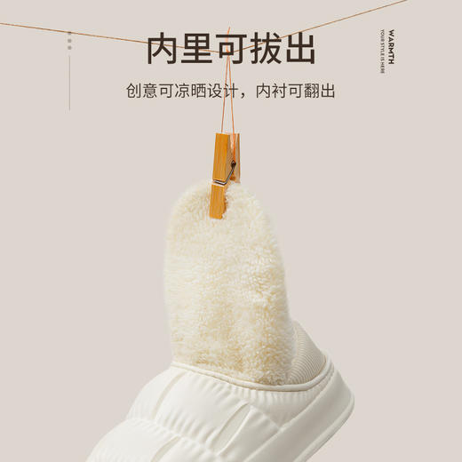 【暖冬特惠】厚底防水两穿拖鞋 男女同款 温暖包跟 可踩两穿 EVA加厚底部 加绒加厚 走路静音无声 防滑保暖减震 内里可拆卸洗晒 商品图3