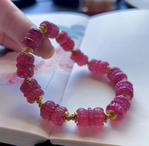 单圈莲花珠红碧玺手串 商品图6