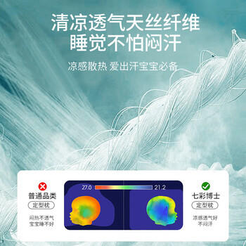 七彩博士婴儿定型枕头新生儿小米纠正扁头型春夏款0-1-3岁宝宝天丝儿童枕 商品图5
