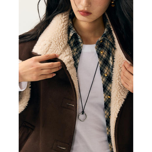 HeyDress麂皮翻领皮毛一体宽松外套 商品图2