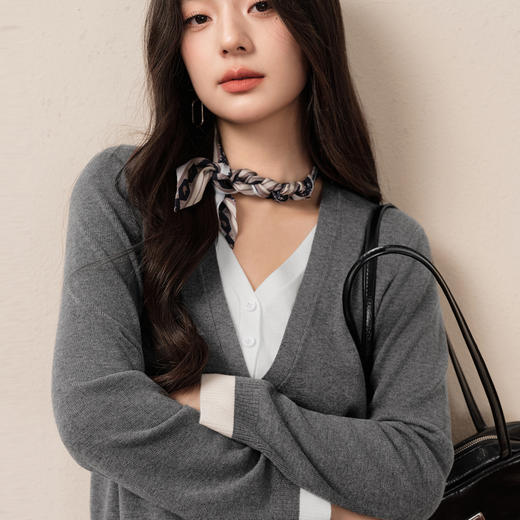 【商场同款】诗凡黎假两件撞色针织衫2025秋新款老钱风3G9131791 商品图3