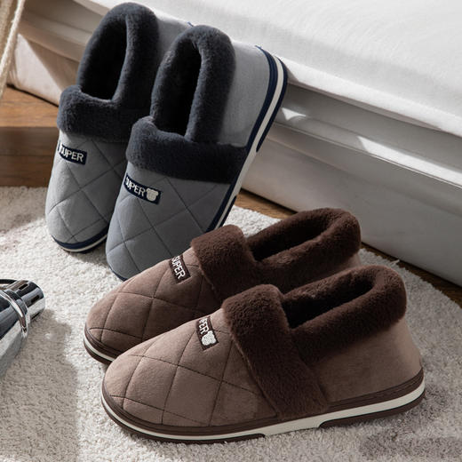 冬季男士包跟棉拖鞋特大码加肥加大号居家棉鞋保暖加厚底46 47 48大码保暖鞋子老人家保暖棉拖鞋 商品图1
