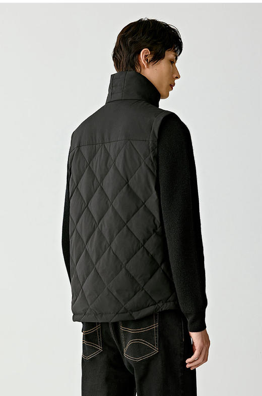 男士轻柔涤纶衬衫式羽绒马甲 欧洲进口轻薄羽绒面料 立体绗缝走线精致 轻量90鹅绒 立领设计 商品图3