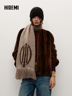 HIDEMI 大秀款青藏高原可溯源牦牛绒拉毛长拉绒logo系列加厚款围巾