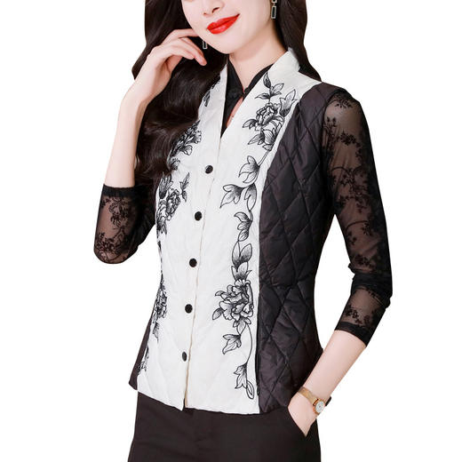 雀说刺绣羽绒棉服马甲外套女修身外穿收腰羽绒棉衣背心AL1951 商品图4