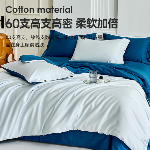 60支全棉贡缎四件套(浅云蓝) 商品图2