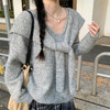 西遇宽松毛衣慵懒高级感女秋季新款韩版v领长袖针织上衣SS051695 商品缩略图2