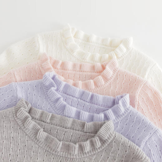 马克珍妮女童花边蝴蝶结绵羊毛针织衫2025年秋冬新款551822 商品图4