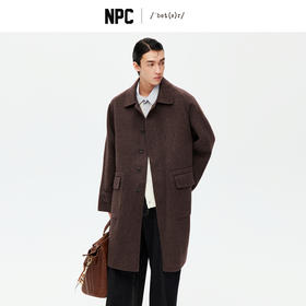 NPC潮牌100%绵羊毛翻盖口袋毛呢长裤大衣开衩廓形男挺括NP58WC33