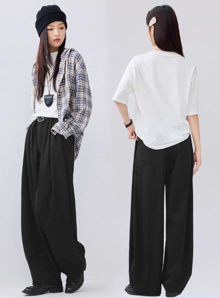 佐丹奴女装25年[卢正义明星款]老钱风压褶半松紧阔腿西装香蕉裤18415604 商品图4